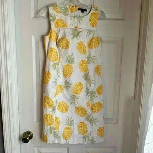 Brooks Brothers Women's Pineapple Summer Shift Dress Size 2 Petite Preppy Style